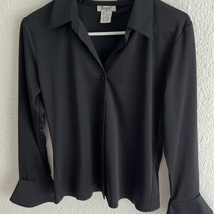 black blouse with bell sleeves